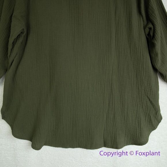New! Madewell‎ Lightspun Flap Pocket Oversized Ex-Boyfriend Shirt green, size 1X - Picture 10 of 16
